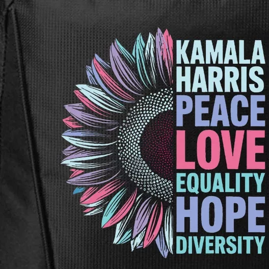 Kamala Harris Peace Love Equality Hope Diversity City Backpack