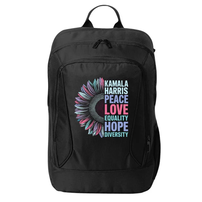 Kamala Harris Peace Love Equality Hope Diversity City Backpack