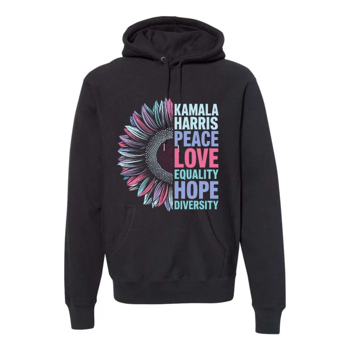 Kamala Harris Peace Love Equality Hope Diversity Premium Hoodie