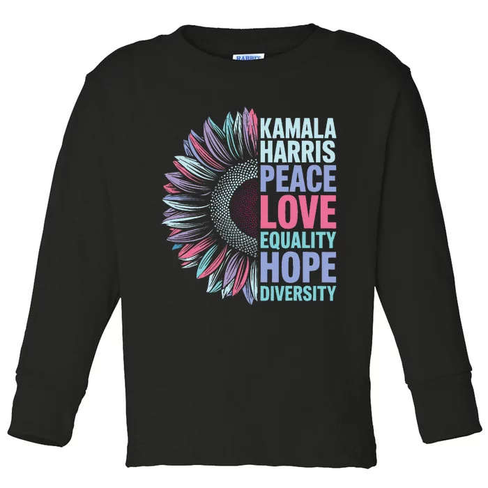 Kamala Harris Peace Love Equality Hope Diversity Toddler Long Sleeve Shirt