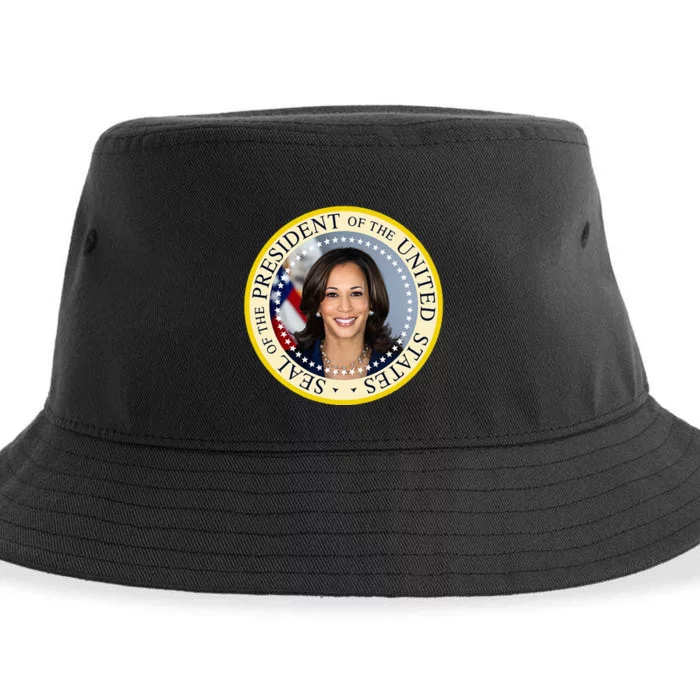 Kamala Harris Presidential Seal Portrait Sustainable Bucket Hat