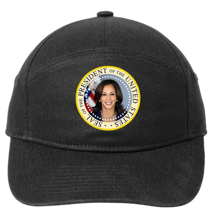 Kamala Harris Presidential Seal Portrait 7-Panel Snapback Hat