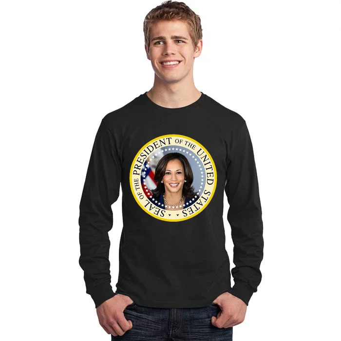 Kamala Harris Presidential Seal Portrait Tall Long Sleeve T-Shirt