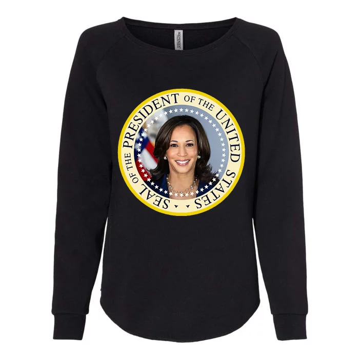 Kamala Harris Presidential Seal Portrait Womens California Wash Sweatshirt