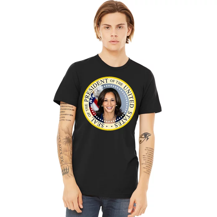 Kamala Harris Presidential Seal Portrait Premium T-Shirt