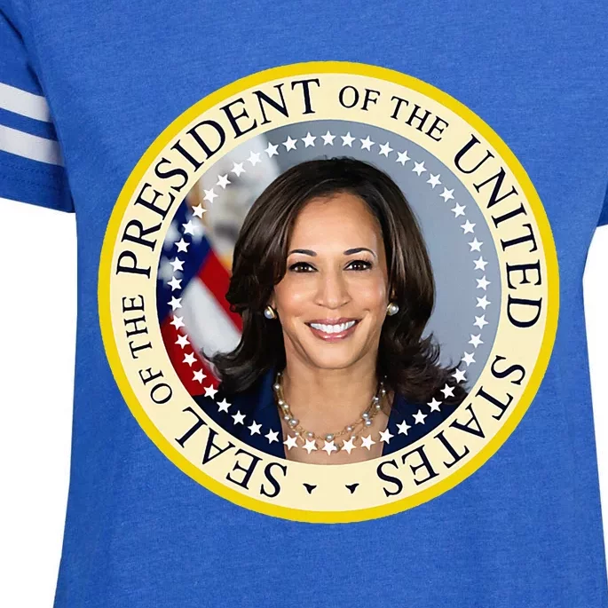 Kamala Harris Presidential Seal Portrait Enza Ladies Jersey Football T-Shirt