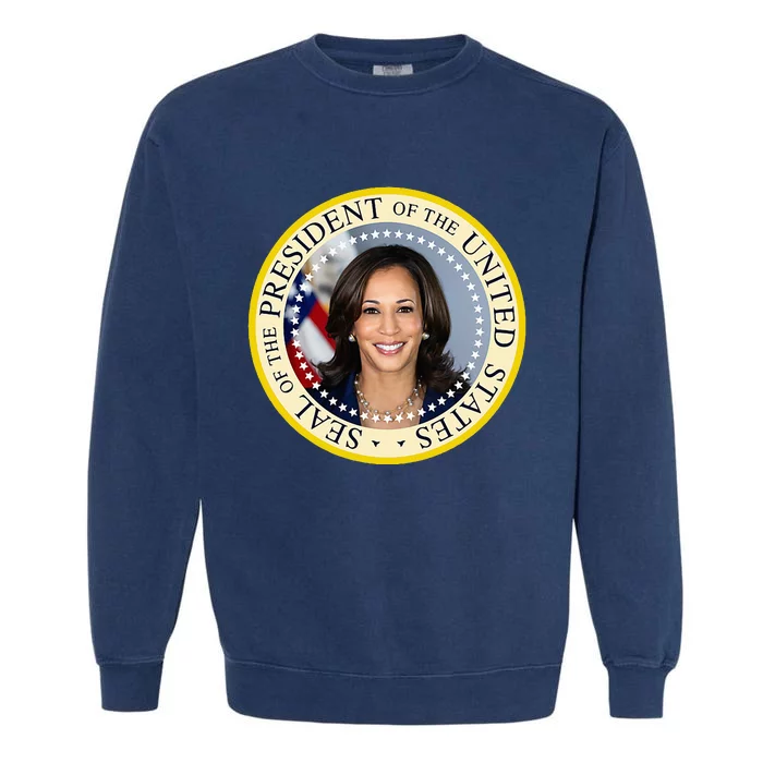 Kamala Harris Presidential Seal Portrait Garment-Dyed Sweatshirt