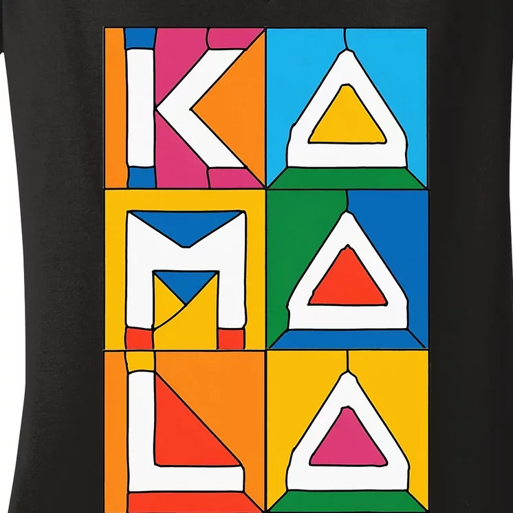 Kamala Harris Quilted 2024 Women's V-Neck T-Shirt