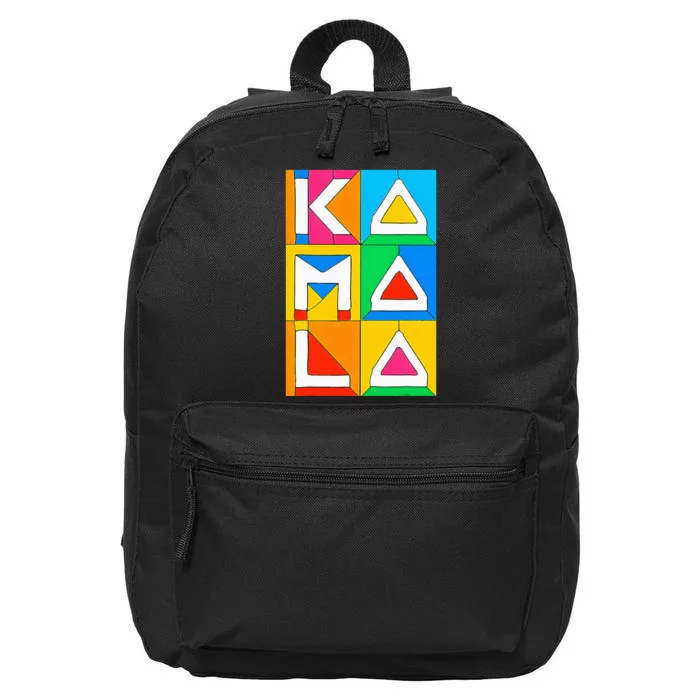 Kamala Harris Quilted Support For Harris 2024 Vote Kamala 24 16 in Basic Backpack