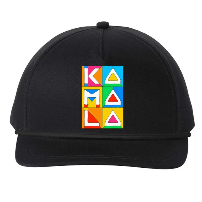 Kamala Harris Quilted Support For Harris 2024 Vote Kamala 24 Snapback Five-Panel Rope Hat