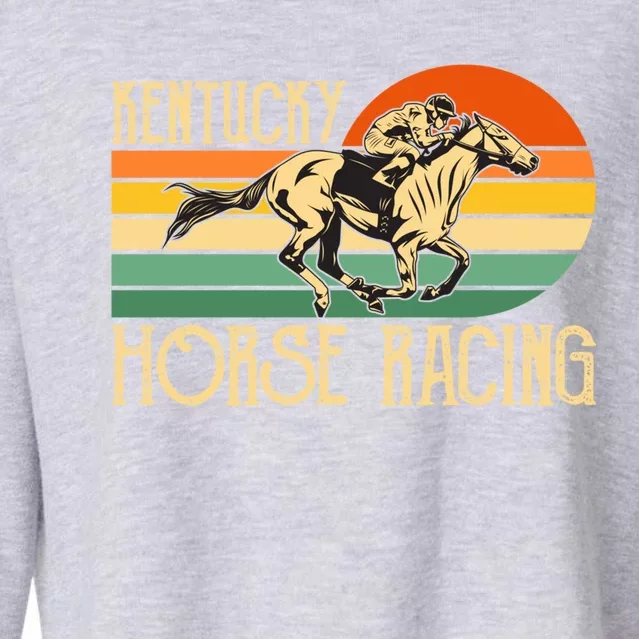 Kentucky Horse Racing Fan Retro Derby Racing Festival Party Gift Cropped Pullover Crew