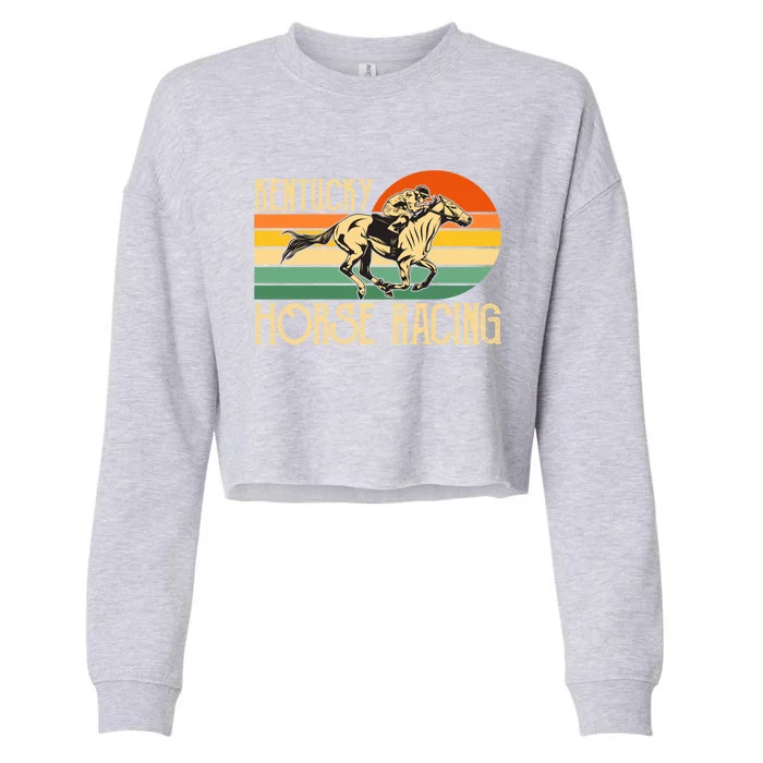 Kentucky Horse Racing Fan Retro Derby Racing Festival Party Gift Cropped Pullover Crew