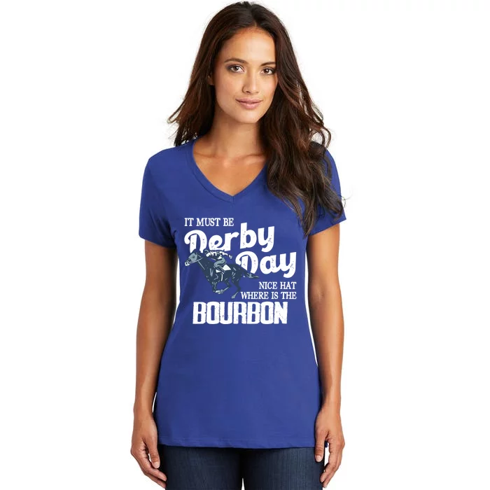 Kentucky Horse Racing Mint Juleps Funny Derby Day Gift Women's V-Neck T-Shirt