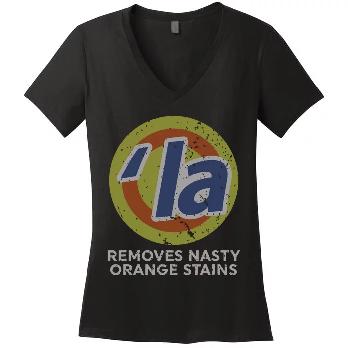 Kamala Harris Removes Nasty Orange Stains Vintage Retro Women's V-Neck T-Shirt