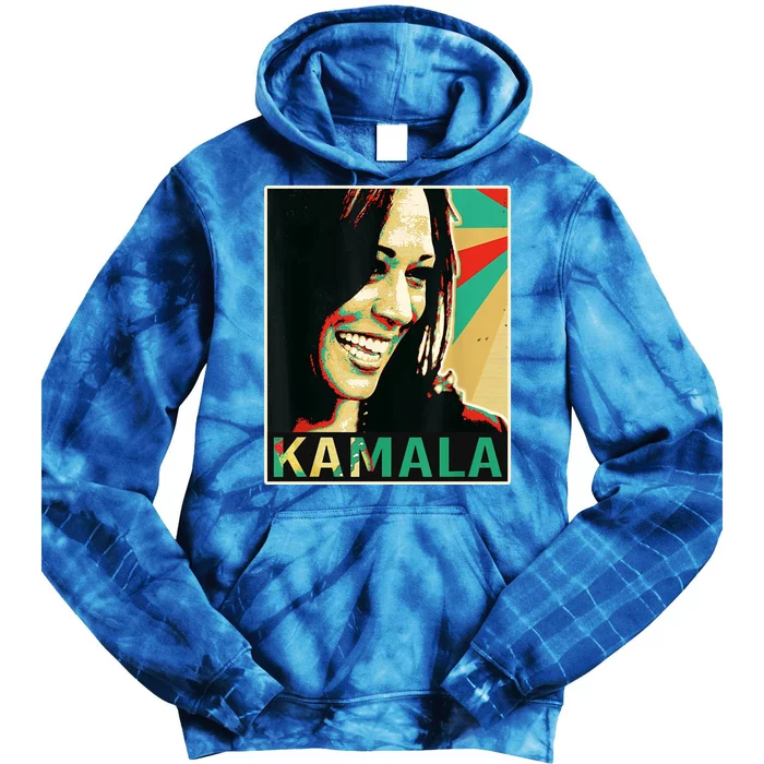 Kamala Harris Retro Portrait Tie Dye Hoodie