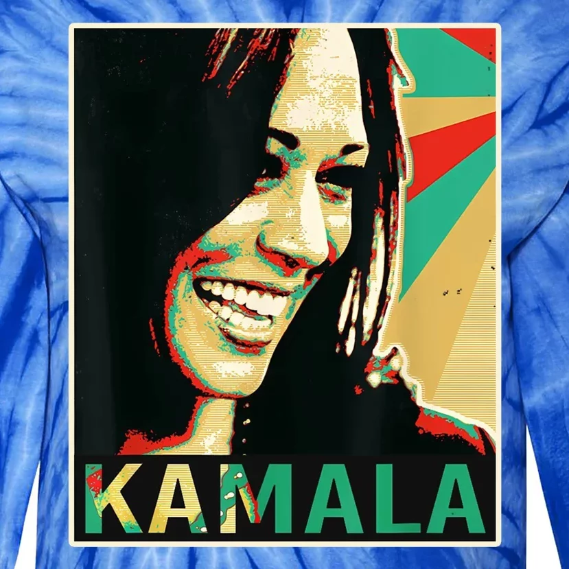 Kamala Harris Retro Portrait Tie-Dye Long Sleeve Shirt