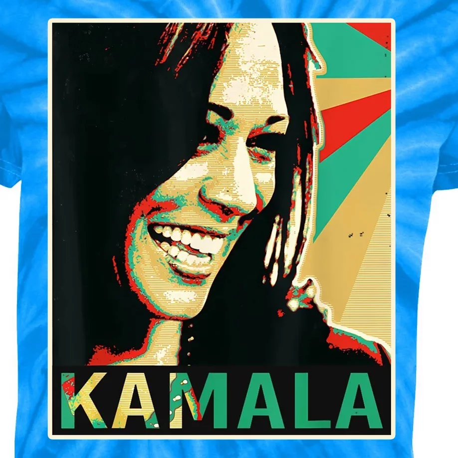 Kamala Harris Retro Portrait Kids Tie-Dye T-Shirt