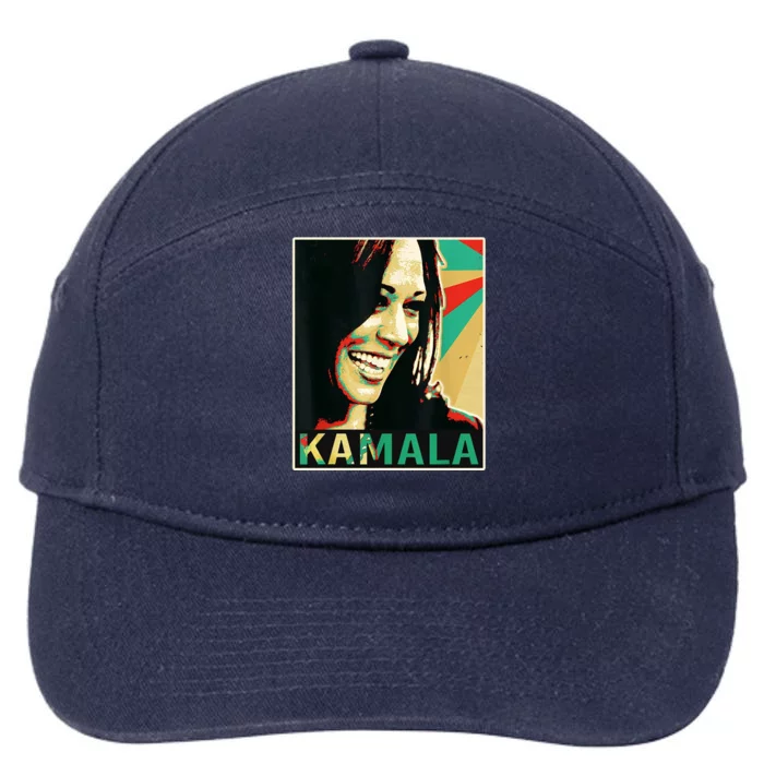 Kamala Harris Retro Portrait 7-Panel Snapback Hat