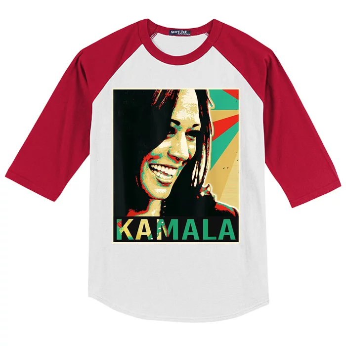 Kamala Harris Retro Portrait Kids Colorblock Raglan Jersey