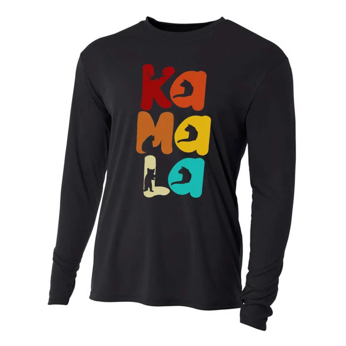 Kamala Harris Retro Cat Typography Cat Lady Kamala Harris Cooling Performance Long Sleeve Crew