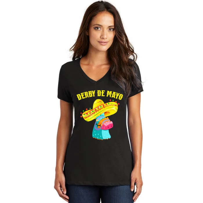 Kentucky Horse Race Mexico Pinata Derby de Mayo Gifts Women's V-Neck T-Shirt