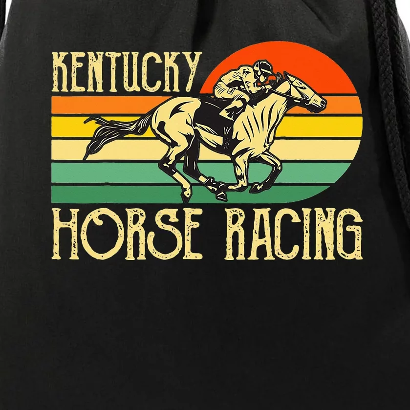 Kentucky Horse Racing Fan Retro Derby Racing Festival Party Drawstring Bag