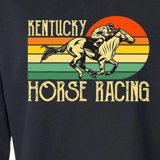 Kentucky Horse Racing Fan Retro Derby Racing Festival Party Cropped Pullover Crew