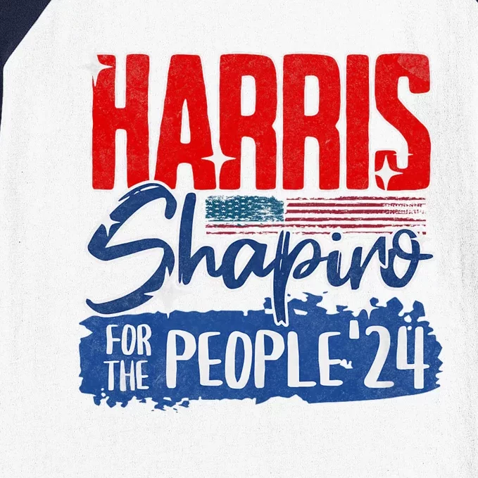 Kamala Harris Shapiro 2024 For The People Patriotic Us Flag Baseball Sleeve Shirt