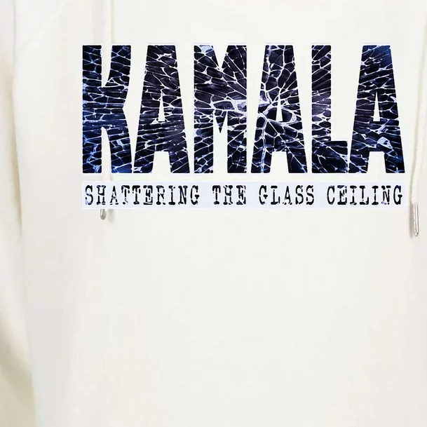 Kamala Harris Shattering The Glass Ceiling Womens Funnel Neck Pullover Hood