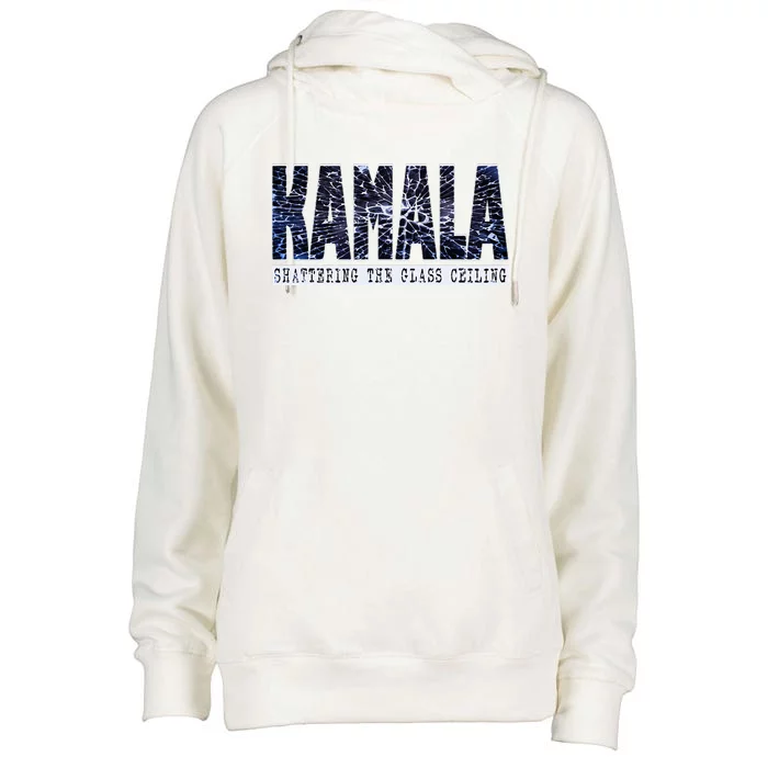 Kamala Harris Shattering The Glass Ceiling Womens Funnel Neck Pullover Hood