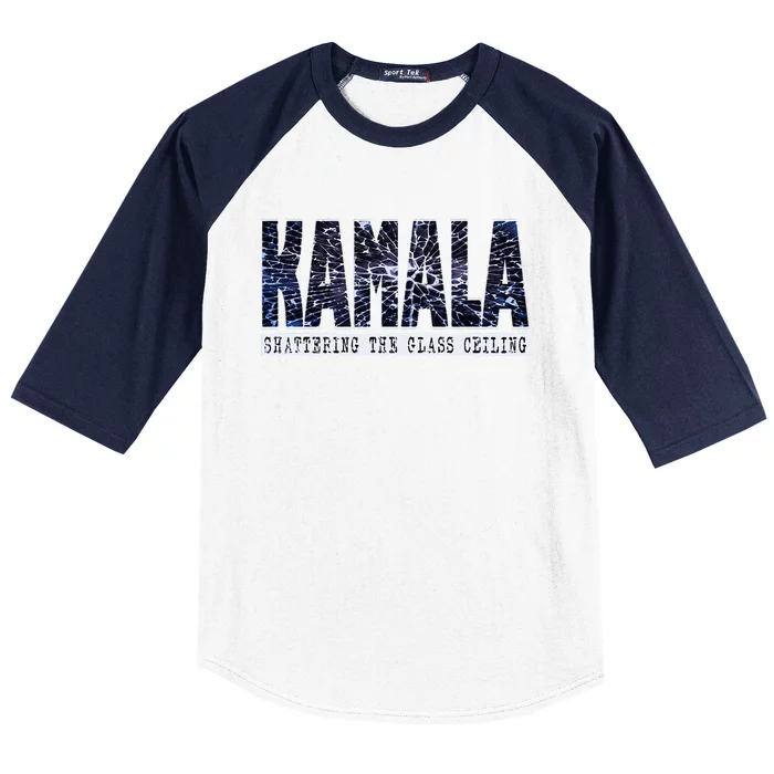 Kamala Harris Shattering The Glass Ceiling Baseball Sleeve Shirt