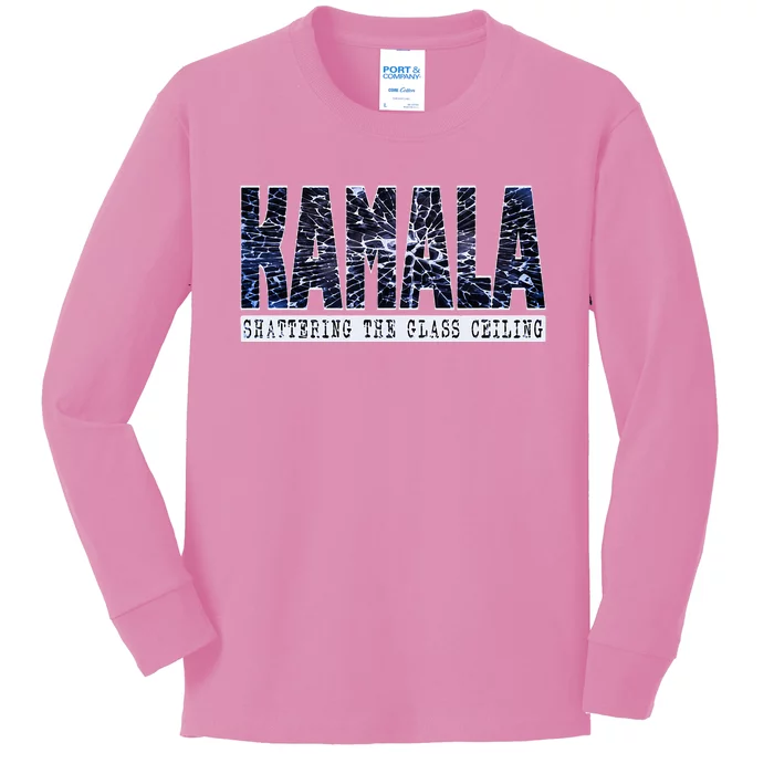 Kamala Harris Shattering The Glass Ceiling Kids Long Sleeve Shirt