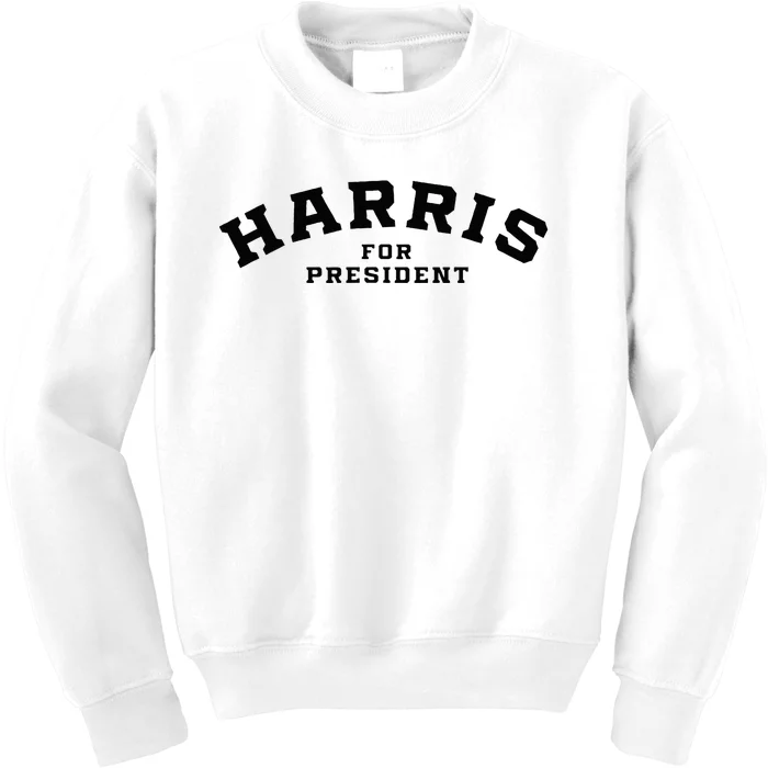 Kamala Harris Simple Curved Type Kamala Harris For President Kids Sweatshirt