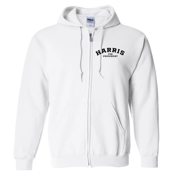 Kamala Harris Simple Curved Type Kamala Harris For President Full Zip Hoodie