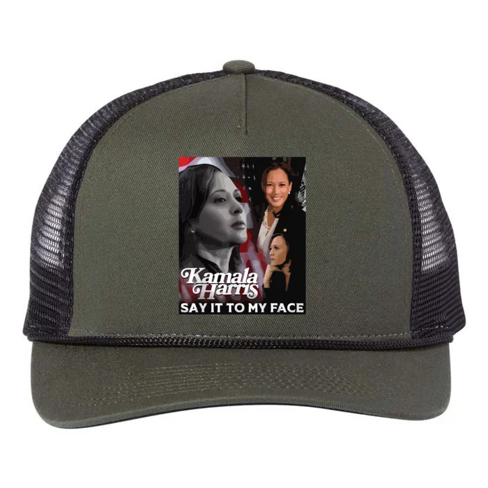 Kamala Harris Say It To My Face Retro Rope Trucker Hat Cap