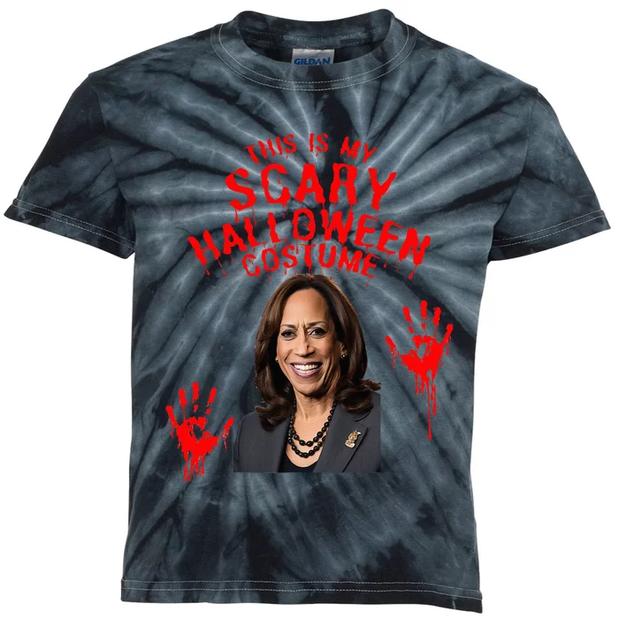 Kamala Harris Scary Halloween Gag President Costume Kids Tie-Dye T-Shirt