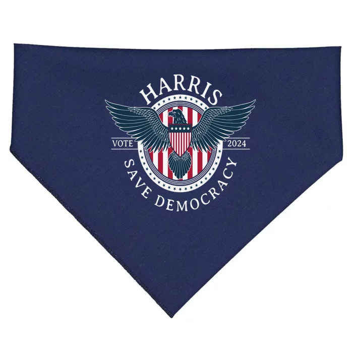 Kamala Harris Save Democracy Vote 2024 USA-Made Doggie Bandana