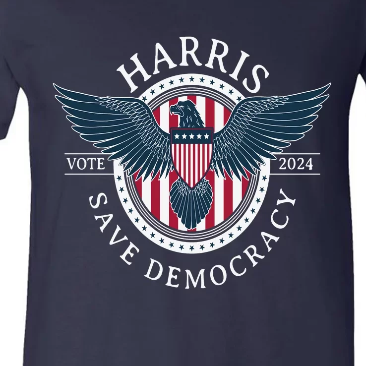 Kamala Harris Save Democracy Vote 2024 V-Neck T-Shirt