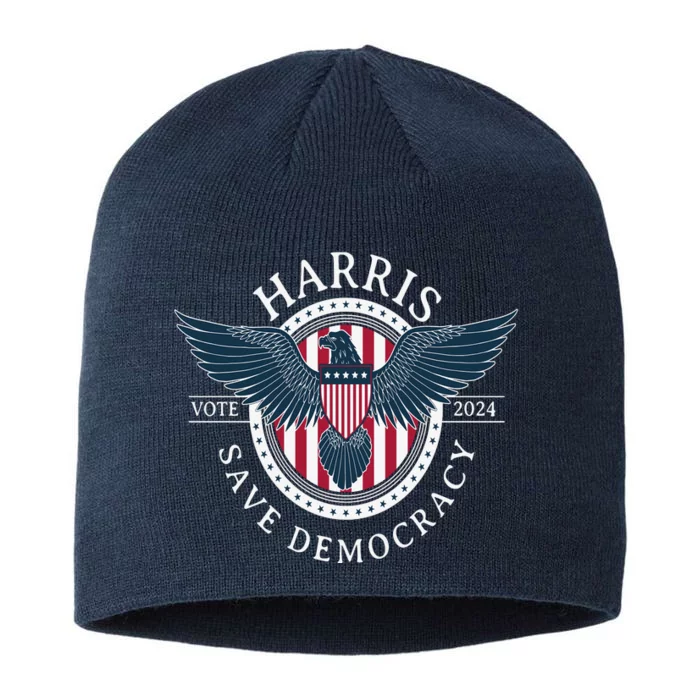 Kamala Harris Save Democracy Vote 2024 8 1/2in Sustainable Knit Beanie