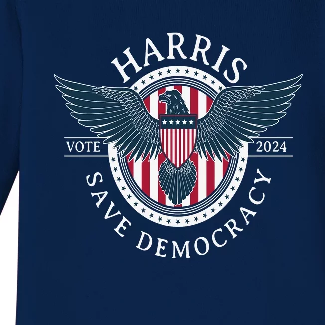 Kamala Harris Save Democracy Vote 2024 Baby Long Sleeve Bodysuit