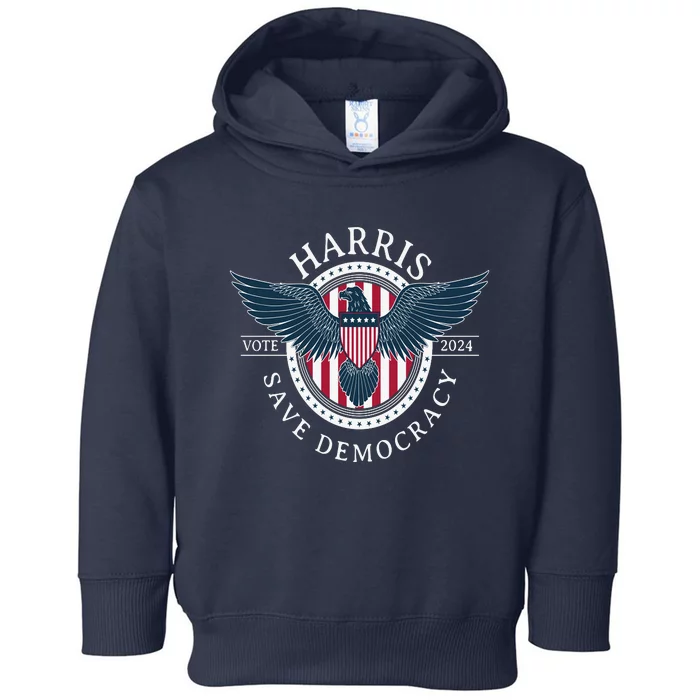 Kamala Harris Save Democracy Vote 2024 Toddler Hoodie