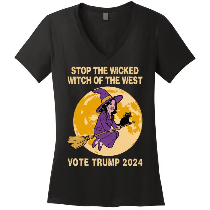 Kamala Harris Stop The Wicked Witch Of The West Women's V-Neck T-Shirt