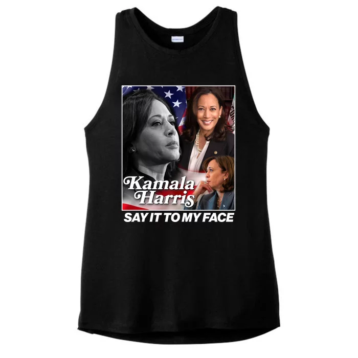 Kamala Harris Say It To My Face 2024 Election Ladies Tri-Blend Wicking Tank