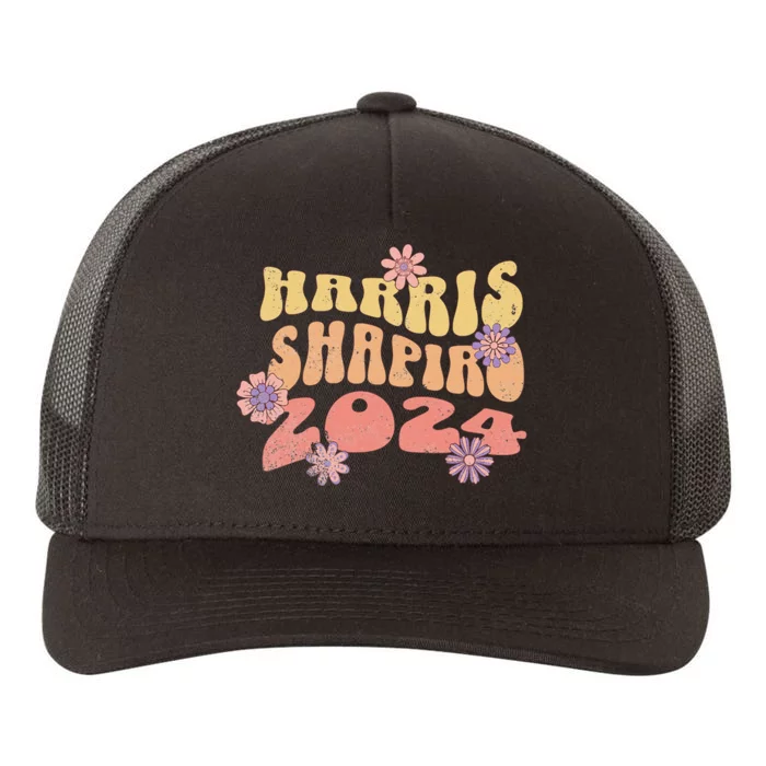 Kamala Harris Shapiro Floral 2024 Wavy Yupoong Adult 5-Panel Trucker Hat