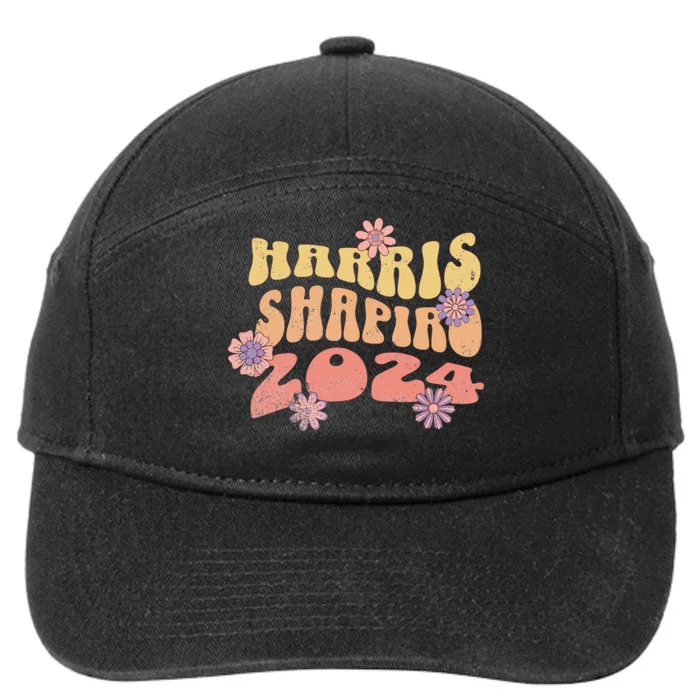 Kamala Harris Shapiro Floral 2024 Wavy 7-Panel Snapback Hat