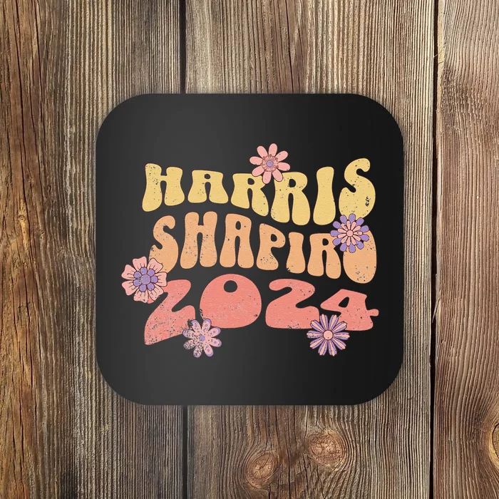 Kamala Harris Shapiro Floral 2024 Wavy Coaster