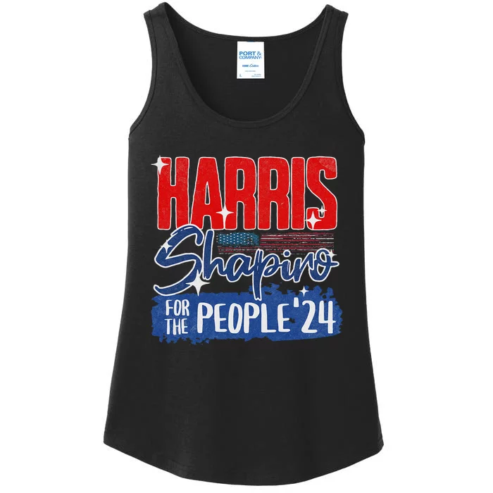 Kamala Harris Shapiro 2024 For The People Patriotic Us Flag Ladies Essential Tank