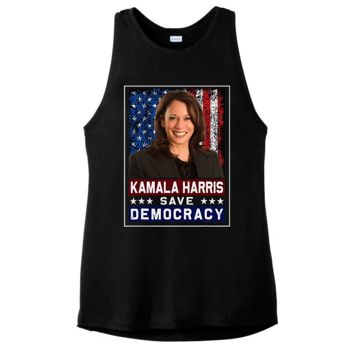 Kamala Harris Save Democracy Ladies Tri-Blend Wicking Tank