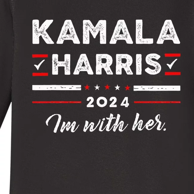 Kamala Harris Support IM With Her Vote Kamala Harris 2024 Baby Long Sleeve Bodysuit