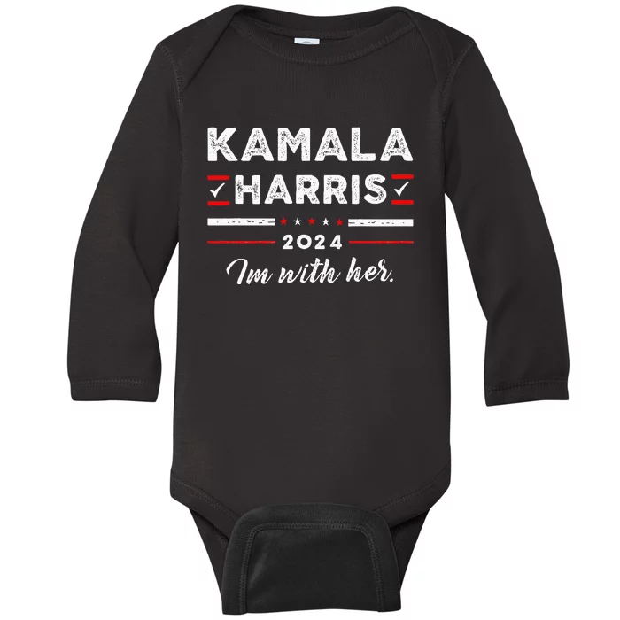 Kamala Harris Support IM With Her Vote Kamala Harris 2024 Baby Long Sleeve Bodysuit